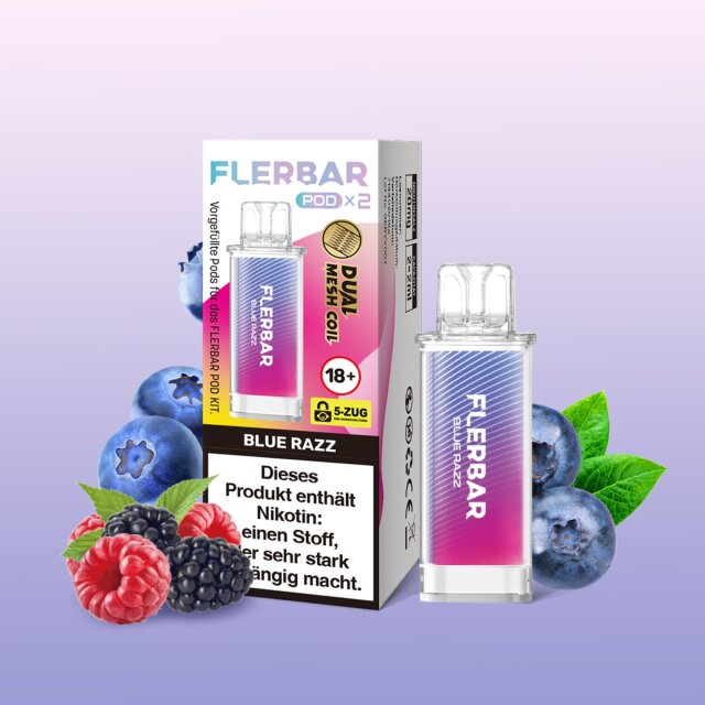 Flerbar Akku & Pod Starter Set (Bundle) Blue Blue Razz (2er Pack)