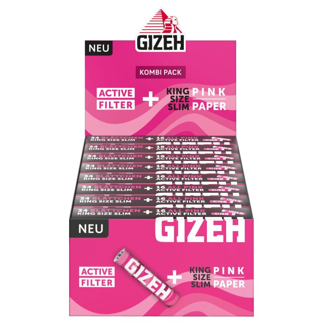 PINK KSS + Active Filter | Mit Magnetverschluss - 16er Pack je 34 Pinke Blättchen + 16 Filter Tips