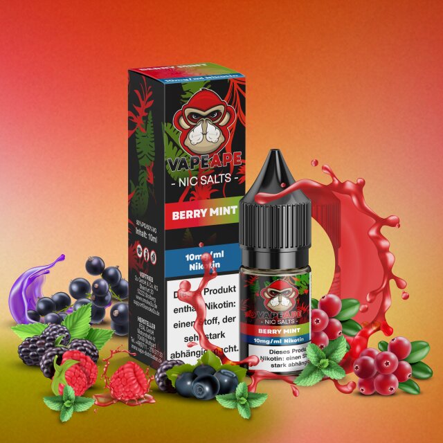 VapeApe Liquid 10ml - Berry Mint 10mg