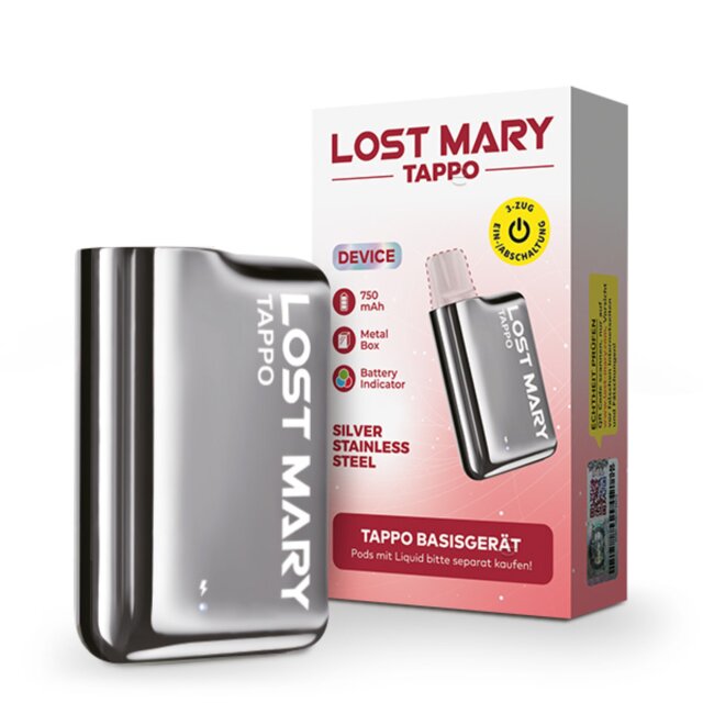Lost Mary Tappo Akku & Pod Starter Set (Bundle) Silver Stainless Steel Marystorm
