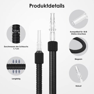 Luna Shisha Tradi Schlauch Kunstleder - Schwarz