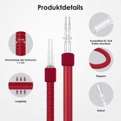 Luna Shisha Tradi Schlauch Kunstleder - Dunkelrot