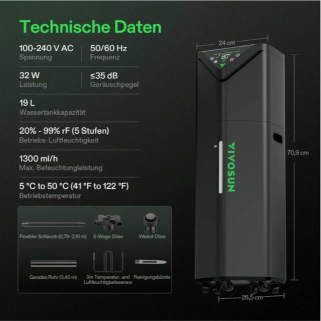VIVOSUN Luftbefeuchter AeroStream H19