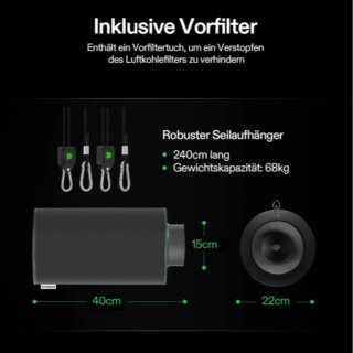 VIVOSUN Aktivkohlefilter 15cm