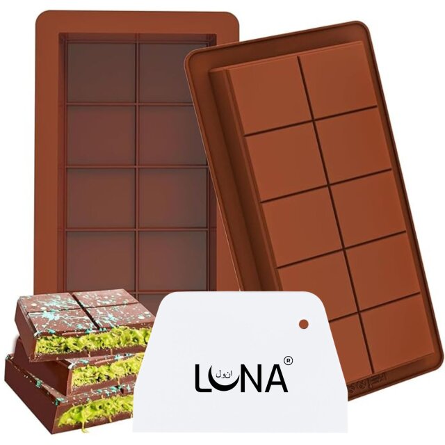 2 Schokoladenform Silikon mit Teigschaber - Braun