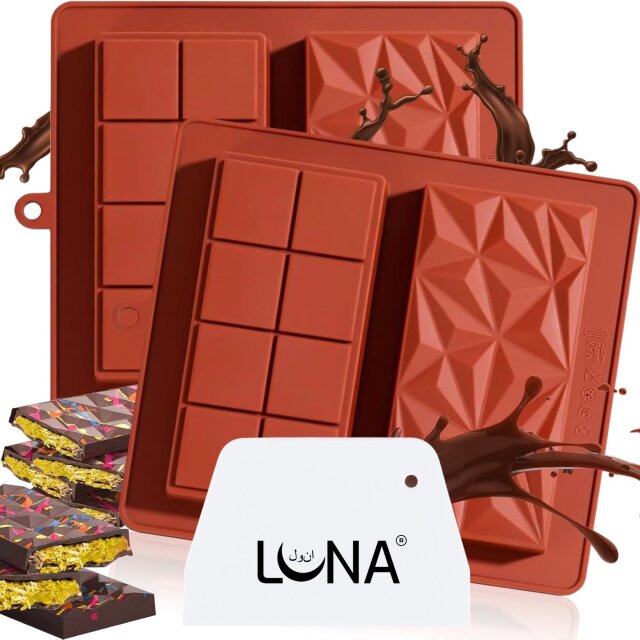 2 Schokoladenform Silikon mit Teigschaber - Rot