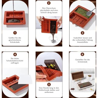 2 Schokoladenform Silikon mit Teigschaber - Rot