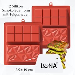 2 Schokoladenform Silikon mit Teigschaber - Rot