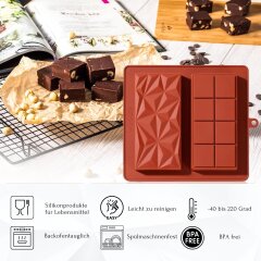 2 Schokoladenform Silikon mit Teigschaber - Rot