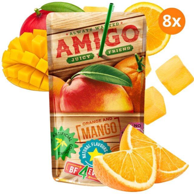 Amigo Softdrink 8x200ml - Orange & Mango