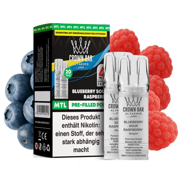Al Fakher Pod (2er Pack) - Blueberry Sour Raspberry 20mg (MTL)