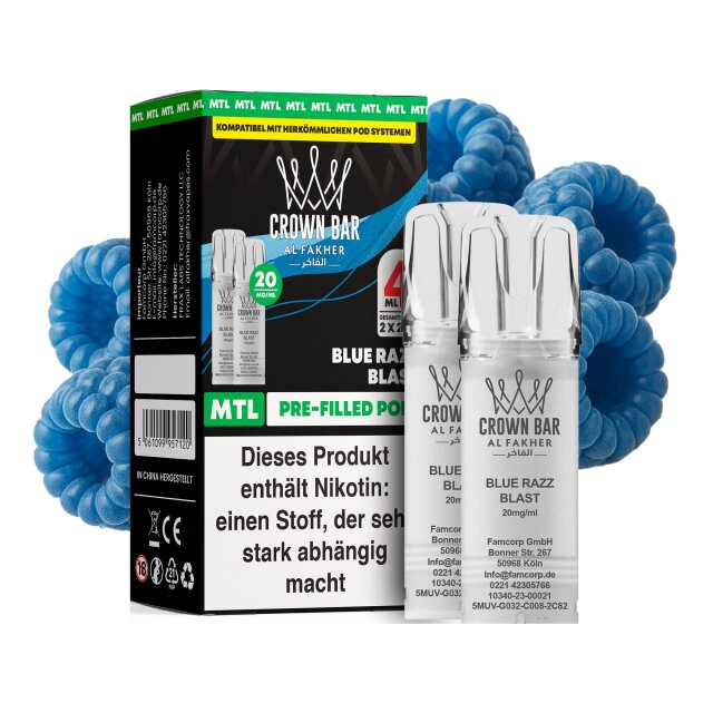 Al Fakher Pod (2er Pack) - Blue Razz Blast 20mg (MTL)