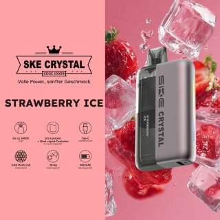 Crystal Edge 10000 Pod 10ml - Strawberry Ice  20mg
