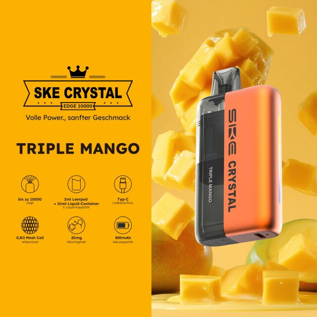 Crystal Edge 10000 Pod 10ml - Triple Mango 20mg