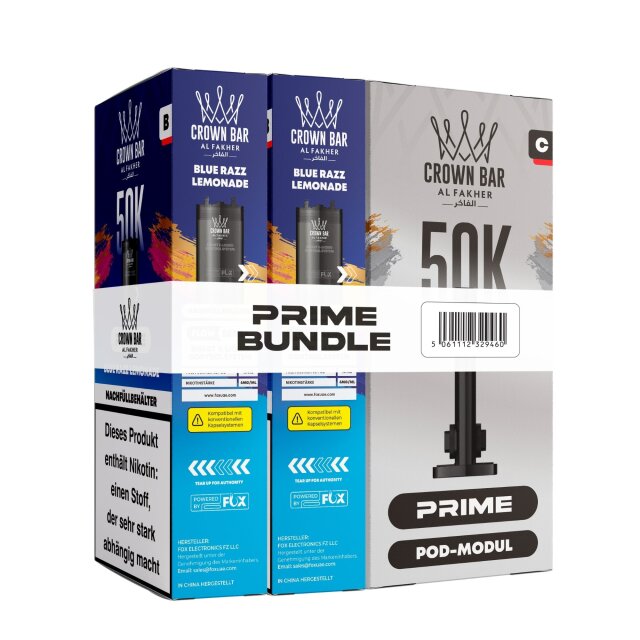 Al Fakher Hypermax Prime 50K - Blue Razz Lemonade (2er Pod + Coil)