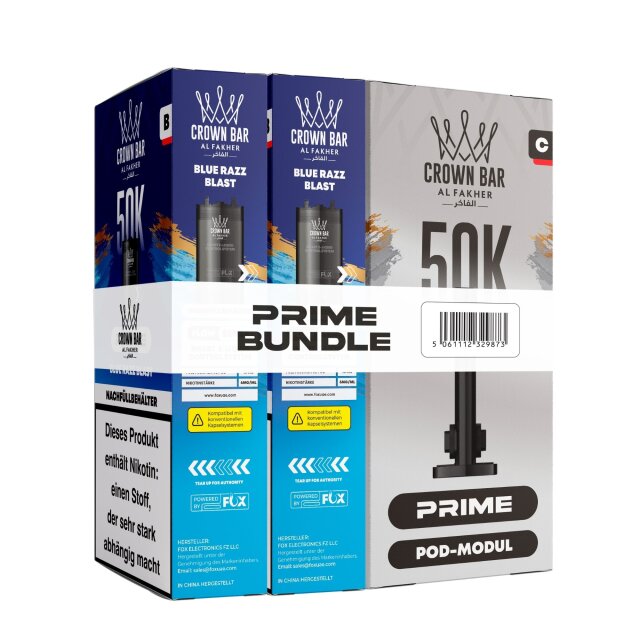 Al Fakher Hypermax Prime 50K - Blue Razz Blast (2er Pod + Coil)